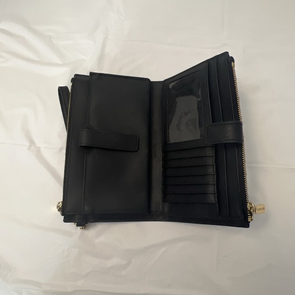 Michael Kors Jet Set Double Zip Wristlet Black Saffiano Leather 7.25 4.5 Wallet - Picture 5 of 8